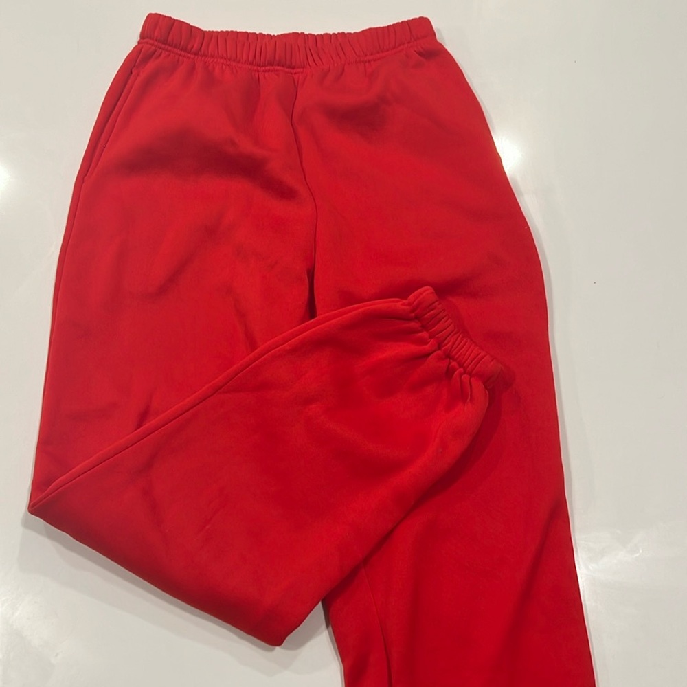 Red sweatpants
